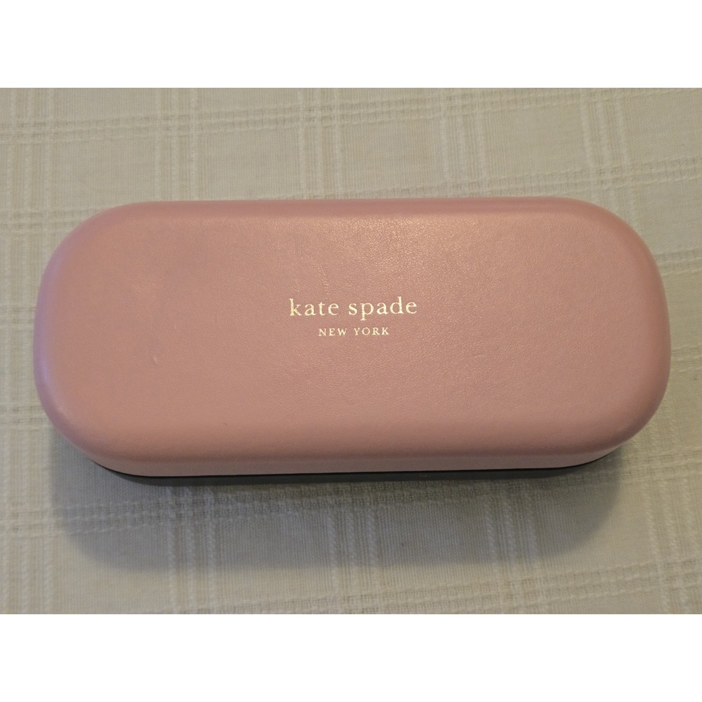 Kate Spade Pastel Pink And Dark Green Eye Glasses Case Gold Accents